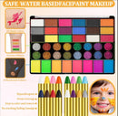 42 Color Face Painting Kit for Kids-Non Toxic Water Activated Face Paint Palette with 16 Crayons,6 Reusable & 63 Sticky Stencils,Brushes,Gems.Ideal Choice for Carnival,Halloween,Parties,Makeup etc. by TinyTreasures Baby Boutique