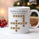Trending Custom Brothers And Sisters Forever Linked Together Crossword Puzzle Art Personalized Mug, Gift For Brothers, Sisters, Siblings, Family Member on Birthday Christmas by TinyTreasures Baby Boutique