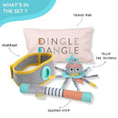 DINGLE DANGLE - Diaper Changing Distractor - Diaper Changing Helper Headband, Baby Mobile, & Sensory Rattle. Newborn Essentials Must Haves - Great Baby Registry or Shower Gift - Featured on Shark Tank by TinyTreasures Baby Boutique