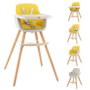 BABY JOY Convertible Baby High Chair, 3 in 1 Wooden Highchair/Booster/Chair with Removable Tray, Adjustable Legs, 5-Point Harness, PU Cushion and Footrest for Baby, Infants, Toddlers (Yellow) by TinyTreasures Baby Boutique