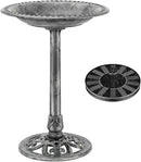 VIVOHOME Polyresin Antique Outdoor Gray Garden Bird Bath and Solar Powered Round Pond Fountain Combo Set by GreenHaven Gardens