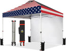 CROWN SHADES 10x10 Pop Up Canopy with 1 Side Wall - Beach Tent with One Push Setup - Outdoor Sun Shade for Events, Parties, Camping - Gazebo with STO-N-Go Cover Bag (American Flag) by GreenHaven Gardens