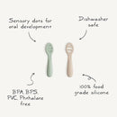 mushie Silicone First Feeding Baby Spoons | 2 Pack (Natural/Shifting Sand) by TinyTreasures Baby Boutique