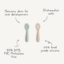 mushie Silicone First Feeding Baby Spoons | 2 Pack (Cambridge Blue/Shifting Sand) by TinyTreasures Baby Boutique