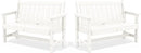 SERWALL Outdoor Bench, HDPE Outdoor Benches Weatherproof, 2-Person Garden Bench with 660 lbs Weight Capacity, Patio Benches for Outdoors, Garden, Porch, Backyard and Park, White, 2 Pack by GreenHaven Gardens