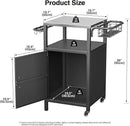 Outdoor Grill Cart with Storage Cabinet, Prep Table with Stainless Steel, BBQ Tables Cart Portable Patio Bar with Lockable Wheels, Movable Kitchen Island for Outside Backyard Patio by CozyNest Decor
