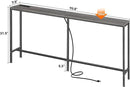 SUPERJARE 70 Inch Console Table with Outlet, Sofa Table with Charging Station, Narrow Entryway Hallway Table, Behind Couch Table, for Living Room, Charcoal Gray by CozyNest Decor