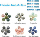 Natural Round Stone Beads About 720pcs Genuine Real Healing Crystal Stones Beading Loose Gemstone DIY for Bracelet Jewelry Making Kit(4/6/8/10mm,6 Color B) by TinyTreasures Baby Boutique