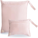 mushie Water Resistant Wet Bags | Large & Small Reusable Storage Bag for Baby Items and Travel | Zippered Pockets with Handle | Machine Washable, Set of 2 (Blush) by TinyTreasures Baby Boutique