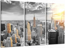 LevvArts Large 3 Piece New York City Canvas Wall Art Modern Black and White NYC at Gold Sunset Picture Prints Cityscape Skyline Poster Framed for Home Office Living Room Decor by CozyNest Decor