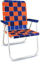 Lawn Chair USA Folding Aluminum Outdoor Patio Lawn Chair | Heavy-Duty Webbed Chairs for Camping, Sports, Beach, Yard & Tailgating | Lightweight Portable | Classic - Blue/Orange by GreenHaven Gardens