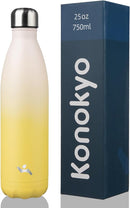 Insulated Water Bottles,25 oz Double Wall Stainless Steel Vacumm Metal Flask for Sports Travel,Lemon by CozyNest Decor