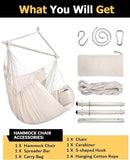 ADVOKAIR Hammock Chair Hanging Chair Rope Swing XXL - Max 500lbs, 70in Large Hammock Swing Chair -Portable Steel Spreader Bar with Anti-Slip Rings-Roomy & Strong by GreenHaven Gardens