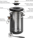 Coffee Canister Set 16 + 22 + 38 oz with Window, Airtight Stainless Steel Kitchen Food Storage Container with Date Tracker and Scoop for Grounds Coffee, Beans, Tea, Flour, Cereal, Sugar, Black by CozyNest Decor