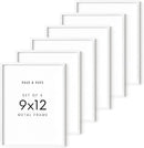 HAUS AND HUES 9x12 White Metal Picture Frames - Features Premium Aluminum, Vertical & Horizontal Hang, Shatterproof Plexiglass - Perfect for Home, Room, Office (9x12 in, White, Set of 6) by CozyNest Decor