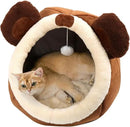Cat Beds for Indoor Cats - Cat Bed Cave with Removable Washable Cushioned Pillow, Soft Plush Premium Cotton No Deformation Pet Bed, Roomy Bear Cat House Design, Multiple Sizes-L by CozyNest Decor