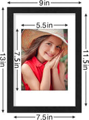 Vittanly 8x12 Picture Frames Set of 9, Shatter Resistant Plexiglass, Display 6x8 Pictures with Mat or 8x12 without Mat, Photo Frames for Wall or Tabletop, Engineered Wood, Black by CozyNest Decor