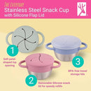 Elk and Friends Stainless Steel Snack Cups | Removable Silicone Food Catcher and Travel Lid | Spill-Proof Snack Containers for Baby, Toddler, Kids | Dishwasher Safe | 2 Pack by TinyTreasures Baby Boutique