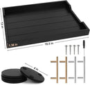Coffee Table Trays - Large Ottoman Tray for Living Room - Wood Serving Trays with Handles(2 Sets) - Wooden Tray for Coffee Table, 4 Round Coasters Included, Black by CozyNest Decor