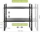 Expandable Cabinet Shelf Organizer Rack, Stackable Kitchen Counter Storage Shelves Stand, Adjustable Height Pantry Shelf Spice Rack (Black, 2 Pack) by CozyNest Decor