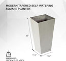 XBrand Modern 30-Inch Tall Square Planter, Tapered, Perfect for Indoor & Outdoor, Patio Decor, Set of 2, Gray by CozyNest Decor