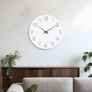 Mosewa Wall Clock 10 Inch Silent Non Ticking Wood Battery Operated Wooden White Modern Office Simple Minimalist Decorative for Kitchen Home Bathroom Living Room by CozyNest Decor