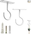 NACETURE Ceiling Hooks Heavy Duty 2 Pack - Plant Hooks for Ceiling Hanging Hook for Hanging Basket Hook, Light, Bird Feeders, Wind Chimes Décor Indoor & Outdoor (2.5" White 2 Pack) by GreenHaven Gardens