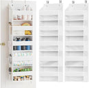 SpaceAid 2 Pack Over The Door Organizer with 5 Large Pockets and 10 Mesh Side Pockets, 5 Layers Door Organizer Hanging with Clear Window for Bedroom, Bathroom, Pantry and Nursery, White by CozyNest Decor