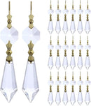 HDCRYSTALGIFTS 20Pcs 38mm Replacement Clear Chandelier Icicle Crystal Prisms Octogan Crystal Bead for Lamp Decor,Gold Bow Tie Connectors by GreenHaven Gardens