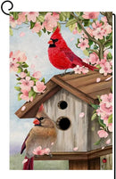 BLKWHT Spring Cardinal Bird Garden Flag 12x18 Vertical Double Sided Pink Flowers Tree Summer Farmhouse Holiday Outside Decorations Burlap Yard Flag BW792 by GreenHaven Gardens