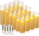 24-Pack Acrylic LED Flameless Pillar Candles with Remote & Timer, Battery Powered - Perfect for Indoor/Outdoor Decor,Wedding,BBQ and Gift - Easily Create a Magical Atmosphere. by CozyNest Decor