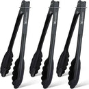 MSY BIGSUNNY 9 Inch Kitchen Food Tongs, Buffet Tongs, Serving Tongs, Black Aluminum Tongs - Set of 3 by CozyNest Decor