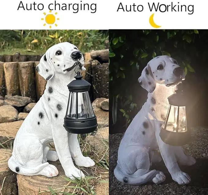 Garden Statues Dog Solar Hanging Light, Courtyard Resin Simulated Handicraft Dog Statue Ornament, Garden Yard Entrance Decoration., photo 2 of 7