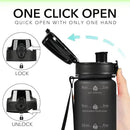 32oz Motivational Water Bottles with Time Marker & Fruit Strainer, Transparent Gradient Color Water Bottle with Times to Drink, Leakproof & BPA Free, Reusable Bottle with Strap (No Straw) by CozyNest Decor