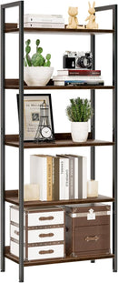 NUMENN Bookshelf, 5 Tier Bookshelves, Home Office Bookcase Shelf Storage Organizer, Free Standing Storage Shelving Unit for Bedroom, Living Room and Home Office, Dark Walnut by CozyNest Decor
