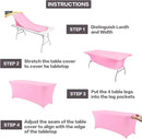 IVAPUPU 2 Pack 8FT Table Cloth for Rectangular Fitted Events Stretch Pink Table Covers Washable Cover Spandex Tablecloth Protector for Party, Wedding, Cocktail, Banquet, Festival by CozyNest Decor
