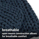 Nuzzie Chunky Knit Blanket - Breathable, Cooling, Hand Made Knit Throw Blanket for Sleep - Machine Washable, Stylish Decor Design (Dusty Blue, Queen | 22lbs | 60"x80") by CozyNest Decor