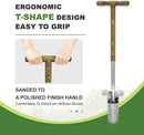 Long Handled Bulb Planter Tool, 37'' Bend-Proof Stainless Steel Bulb Planter, 4'' Depth Marks Long Handled Hole Digger, Bulb Planter with Comfortable T-Shaped Long Wood Handle for Planting Tulips by GreenHaven Gardens