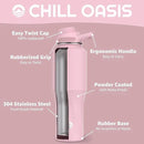 Chill Oasis Water Bottle | Compatible With Popular Flavor Cartridges | BPA Free, Leak Proof, Double-Walled Vacuum Insulated Stainless Steel, and Dishwasher Safe | Cold for 24 Hours (Pink, 32oz) by CozyNest Decor