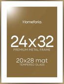 Homeforia 24x32 Picture Frame Bronze, High End Metal 24 x 32 Large Poster Frames with Mat 20 by 28 Photo, 24x32 Brass Frame Matted to 20x28 Print, 32x24 Thin Frames, Tempered Glass, Wall Kit, Set of 1 by CozyNest Decor