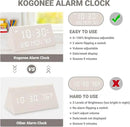 Kogonee Wooden Digital Alarm Clock, 0-100% Dimmer, 2 Alarm Settings, Weekday/Everyday Mode, 9 Mins Snooze, 12/24H, Temperature and Date Display for Office, Travel, Bedroom Alarm Clock (White) by CozyNest Decor