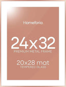 Homeforia 24x32 Rose Gold Picture Frame, High End Metal 24x32 Poster Frames with Mat 20x28 inch Photo, 24 x 32 Thin Frame Matted to 20 x 28 Print, 32x24 Large Frame, Tempered Glass, Wall Kit, Set of 1 by CozyNest Decor