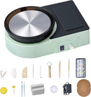 VEVOR Mini Pottery Wheel For Kids and Beginners, 6” Turntable, Two-way Rotation, Adjustable Speed, Complete Pottery Set with Clay Art Supplies Sculpting Tools, Craft Gifts for Kids Teens Adults, Green by TinyTreasures Baby Boutique