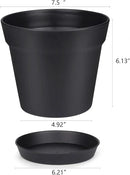 Homenote Pots for Plants, 8 Pcs 7.5 Inch Plastic Planters with Multiple Drainage Holes and Tray - Plant Pots for All Home Garden Flowers Succulents, Matte Black by GreenHaven Gardens
