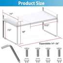 11'' Wide Expandable Cabinet Shelf Organizer Rack Adjustable Length 14''-26'' Pantry Shelf Spice Rack Heavy Duty Nonslip Kitchen Counter Storage Shelves Pantry Cupboard Under Sink Countertop White by CozyNest Decor