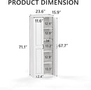 Storage Cabinet/Pantry cabinets, Soft White Finish, 71" Tall Wood Cupboard with 2 Door and 3 Adjustable Shelves for Kitchen, Dining Room, Living Room, Bathroom (Style 1) by CozyNest Decor