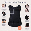 Beco Baby Carrier Toddler Carrier with Extra Wide Seat - 100% Cotton Carrying Backpack Style & Front-Carry,Lightweight & Breathable Child Carrier, Toddler Sling Carrier 20-60 lbs (Metro Black) by TinyTreasures Baby Boutique