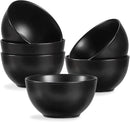 ONEMORE Cereal Bowls Set of 6, 28 oz Large Soup Bowls for Kitchen 6 inch Ceramic Salad Bowls Microwave Dishwasher Safe Deep Serving Bowl Set for Salad Dessert Rice, Black by CozyNest Decor