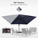PURPLE LEAF 9' X 11.5' Rectangle Cantilever Umbrella Patio Umbrella Outdoor Aluminum Offset Hanging Umbrella with 360-degree Rotation for Pool Garden Backyard Deck, Navy Blue by GreenHaven Gardens