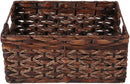 Rectangular Woven Water Hyacinth Basket,Dark Storage Basket With Inside Handle Shelves Kitchen Office Desk (Small) by GreenHaven Gardens